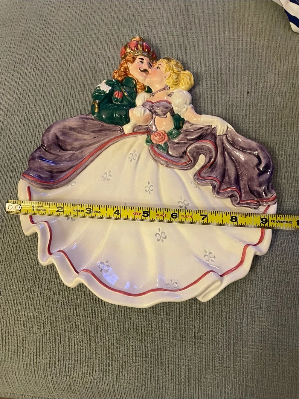 Decorative Bride and Groom Ceramic Trinket Dish in White and Purple